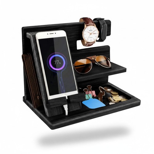 Wooden bedside organizer - bedside,
