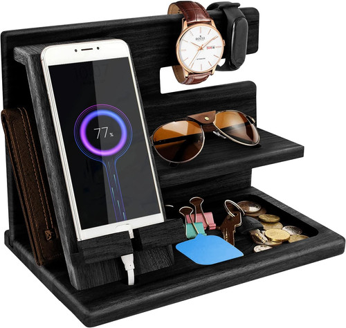 Wood bedside organiser - wood,
